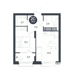 1-к квартира, вторичка, 37м2, 16/17 этаж