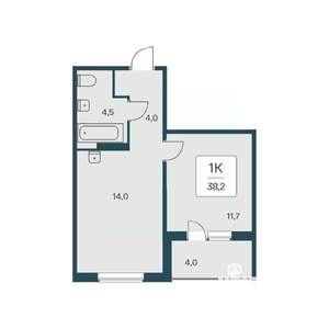 1-к квартира, вторичка, 38м2, 11/17 этаж