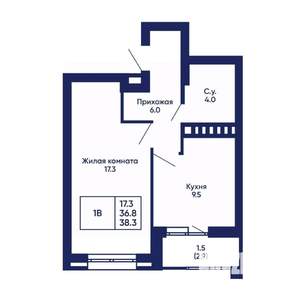 1-к квартира, вторичка, 38м2, 11/14 этаж