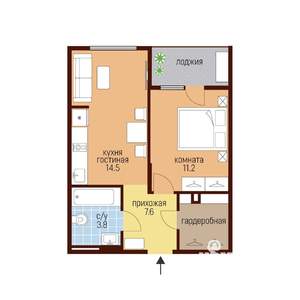 1-к квартира, вторичка, 40м2, 25/26 этаж