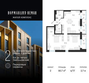 2-к квартира, вторичка, 81м2, 6/18 этаж