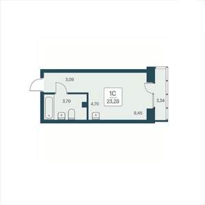 Студия квартира, вторичка, 23м2, 15/25 этаж