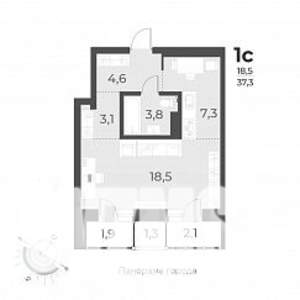 1-к квартира, вторичка, 37м2, 11/17 этаж