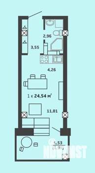 Студия квартира, вторичка, 23м2, 9/19 этаж