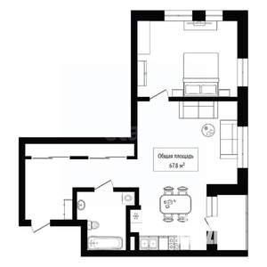 2-к квартира, вторичка, 68м2, 5/16 этаж