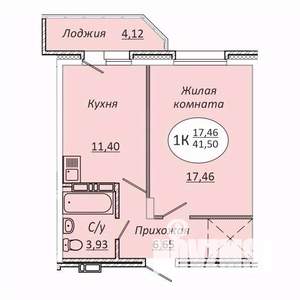 1-к квартира, строящийся дом, 42м2, 4/25 этаж