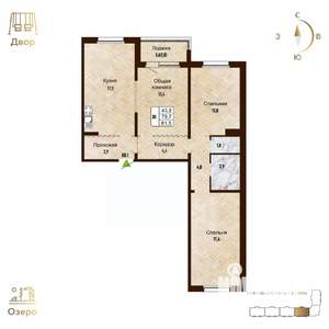 3-к квартира, строящийся дом, 82м2, 6/17 этаж