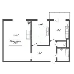 2-к квартира, вторичка, 59м2, 2/11 этаж