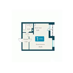 1-к квартира, строящийся дом, 48м2, 4/25 этаж