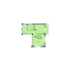 1-к квартира, строящийся дом, 40м2, 18/22 этаж