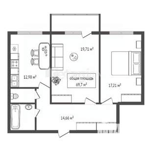 2-к квартира, вторичка, 70м2, 17/18 этаж