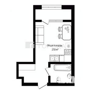 Студия квартира, вторичка, 27м2, 15/26 этаж