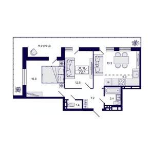3-к квартира, вторичка, 61м2, 7/15 этаж