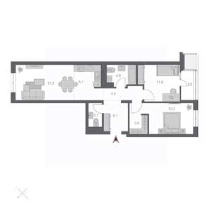 3-к квартира, строящийся дом, 75м2, 10/24 этаж