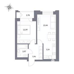 2-к квартира, вторичка, 46м2, 14/25 этаж