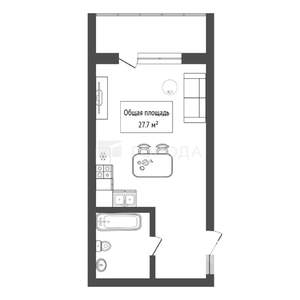 Студия квартира, вторичка, 28м2, 2/17 этаж