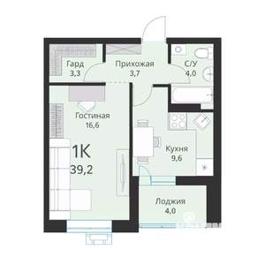 1-к квартира, вторичка, 39м2, 9/15 этаж