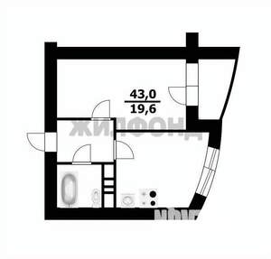 1-к квартира, вторичка, 43м2, 18/25 этаж