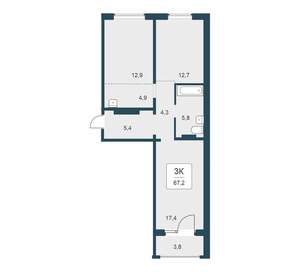 3-к квартира, вторичка, 67м2, 11/17 этаж