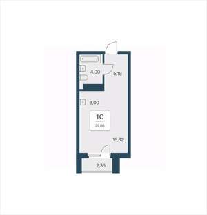 Студия квартира, вторичка, 30м2, 13/26 этаж