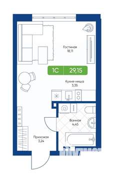1-к квартира, вторичка, 29м2, 20/22 этаж