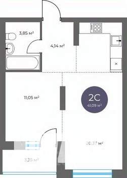 2-к квартира, вторичка, 41м2, 11/18 этаж