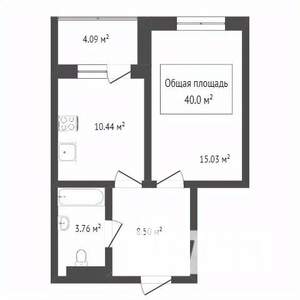 1-к квартира, вторичка, 43м2, 9/12 этаж