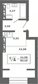 Студия квартира, вторичка, 24м2, 25/25 этаж