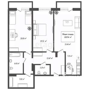 3-к квартира, вторичка, 101м2, 13/17 этаж