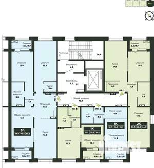 2-к квартира, вторичка, 64м2, 2/14 этаж