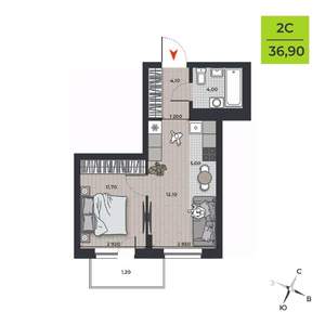 2-к квартира, вторичка, 38м2, 7/21 этаж