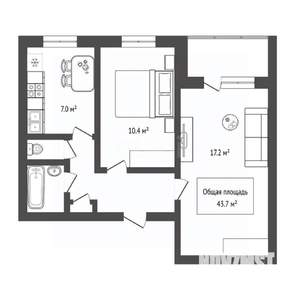 2-к квартира, вторичка, 44м2, 8/9 этаж