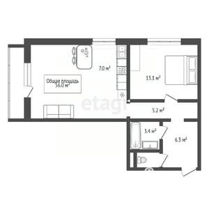 1-к квартира, вторичка, 56м2, 8/18 этаж