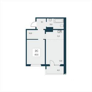 1-к квартира, вторичка, 49м2, 7/17 этаж