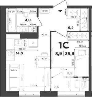 Студия квартира, вторичка, 33м2, 6/9 этаж