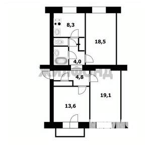 3-к квартира, вторичка, 75м2, 2/5 этаж