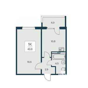 1-к квартира, вторичка, 41м2, 13/17 этаж