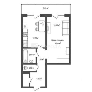 1-к квартира, вторичка, 41м2, 17/18 этаж