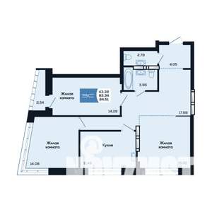 3-к квартира, вторичка, 85м2, 20/25 этаж