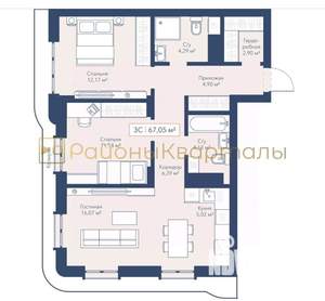 3-к квартира, вторичка, 67м2, 17/24 этаж