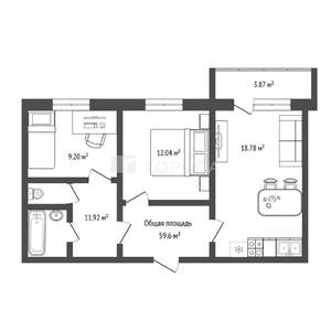 3-к квартира, вторичка, 60м2, 10/12 этаж