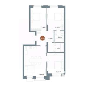 4-к квартира, вторичка, 79м2, 9/9 этаж