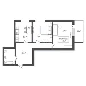 2-к квартира, вторичка, 64м2, 8/8 этаж