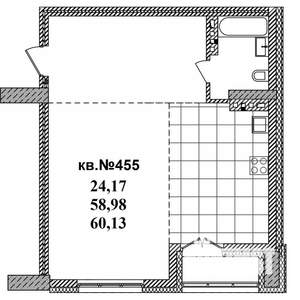 Студия квартира, вторичка, 60м2, 12/19 этаж