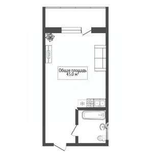 1-к квартира, вторичка, 43м2, 1/9 этаж