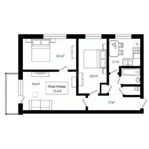 3-к квартира, вторичка, 51м2, 4/5 этаж