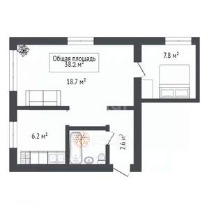 2-к квартира, вторичка, 38м2, 5/5 этаж