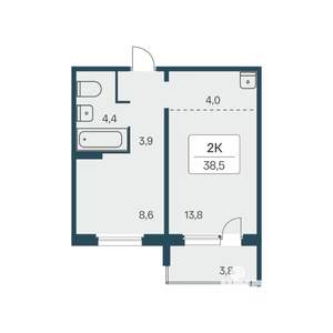1-к квартира, вторичка, 39м2, 6/17 этаж