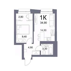 1-к квартира, вторичка, 35м2, 15/25 этаж