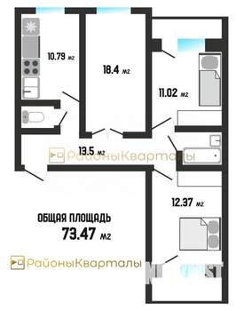 3-к квартира, вторичка, 74м2, 14/18 этаж